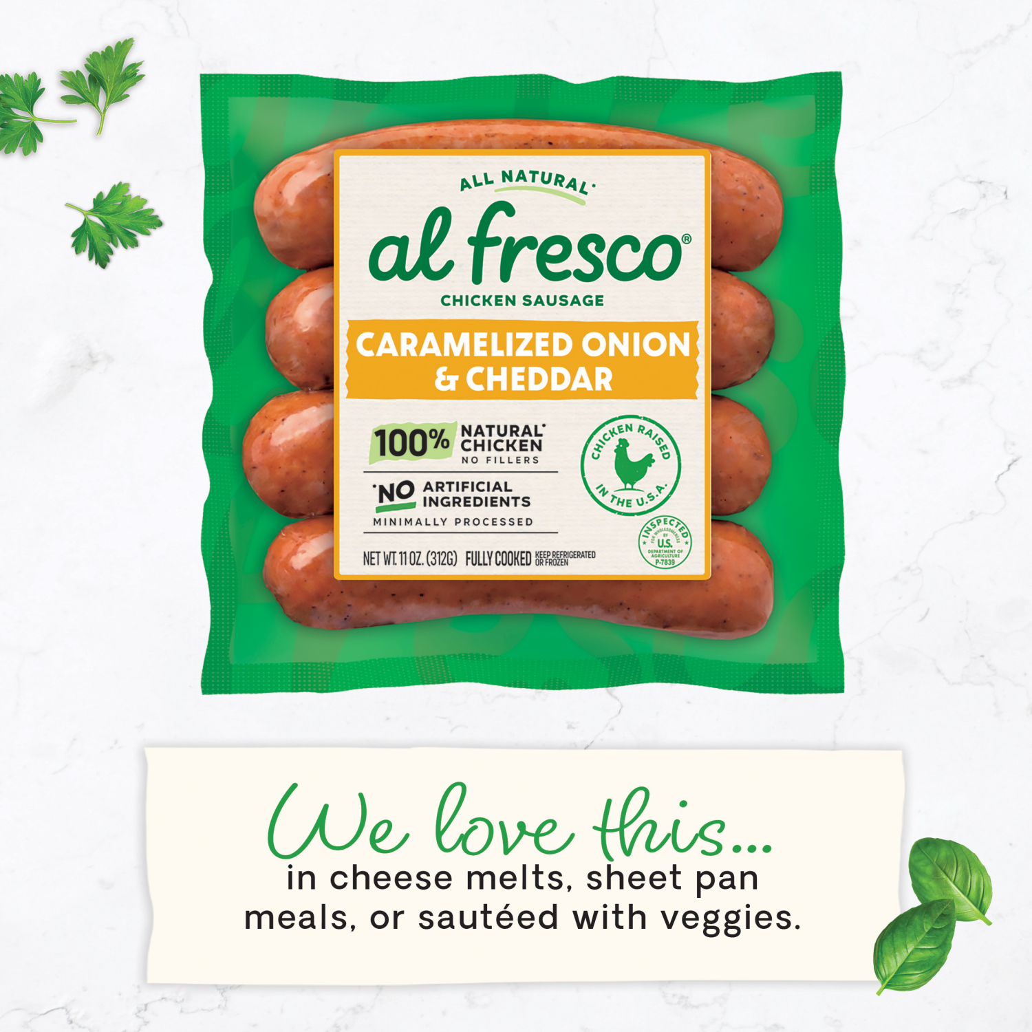 slide 5 of 7, Al Fresco Sundried Tomato & Basil Chicken Sausage Skinless, 10 oz, 10 oz