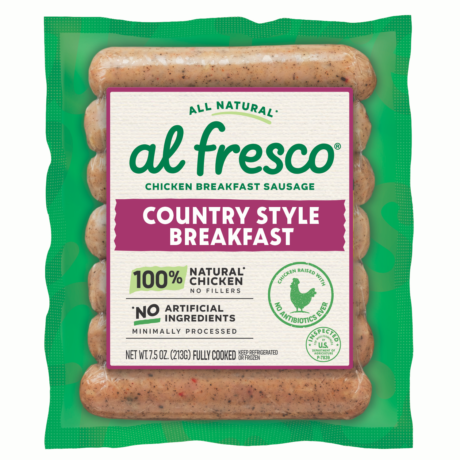 slide 1 of 7, Al Fresco Country Style Chicken Breakfast Sausage Links, 7.5 oz, 7.5 oz