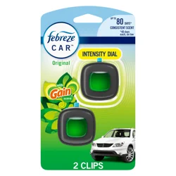 Febreze Car Air Freshener, Odor-Fighting Automotive Vent Clip, Gain Original Scent, 2 Count