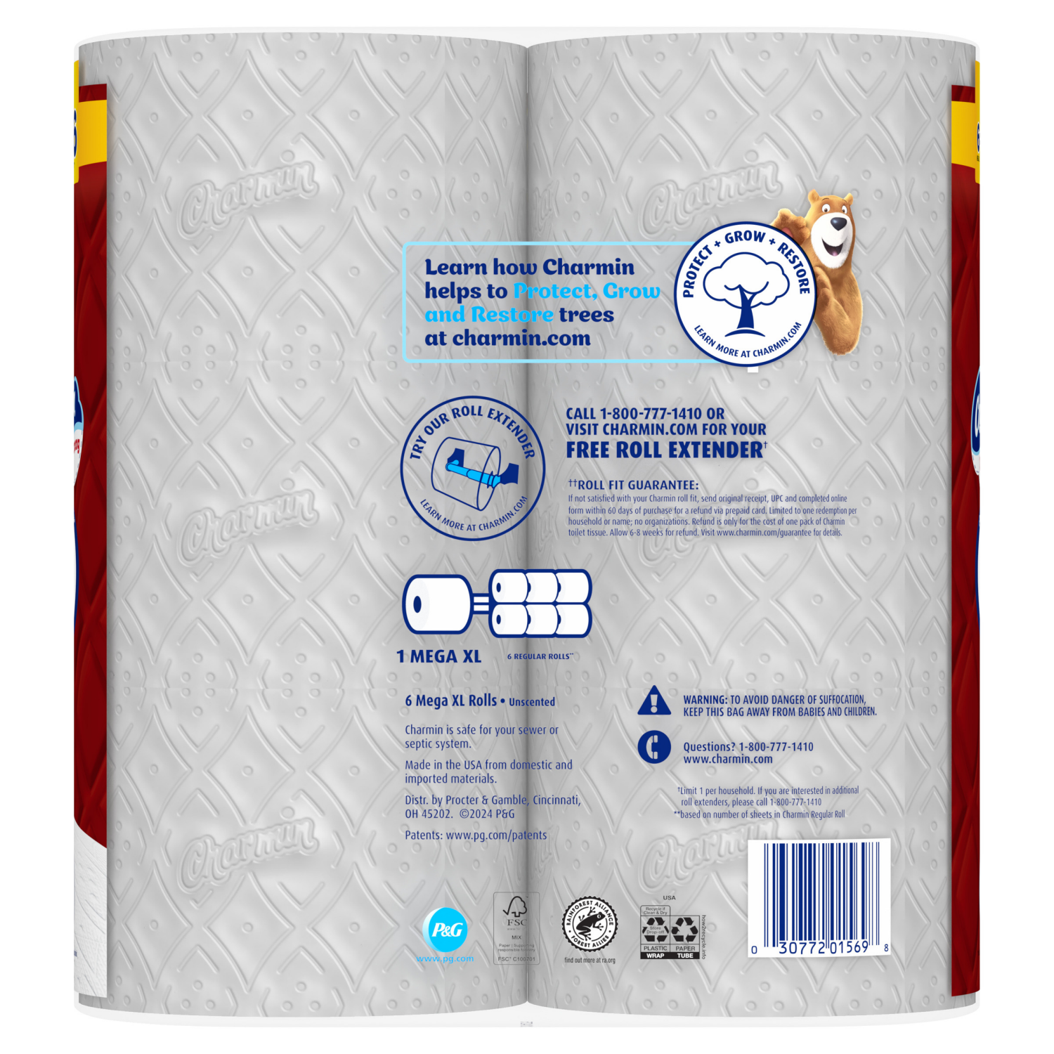 slide 3 of 8, Charmin Ultra Strong Toilet Paper 6 Mega XL Rolls, 363 Sheets Per Roll, 6 ct