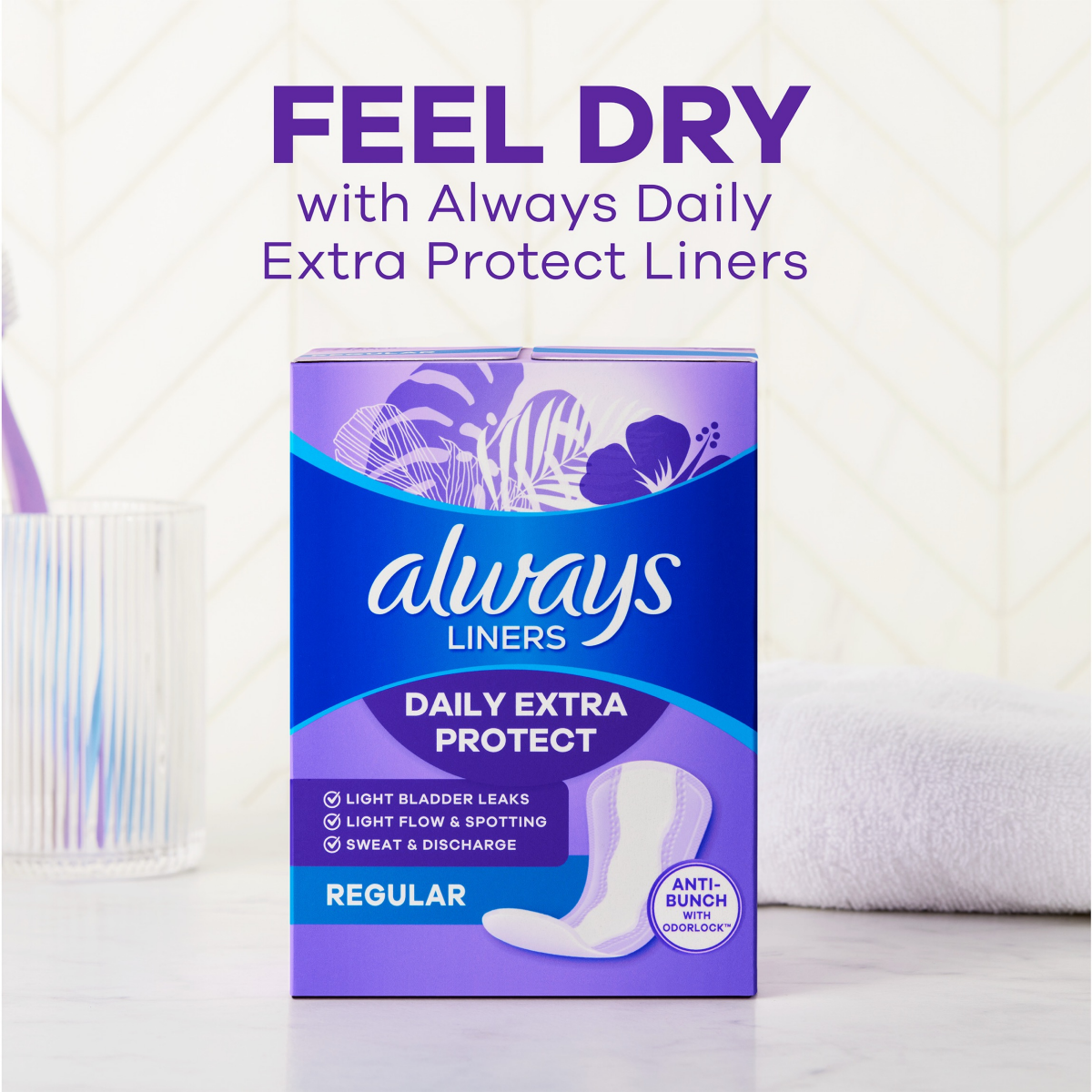 slide 3 of 5, Always Anti-Bunch Xtra Protection Daily Liners Long Unscented, Anti Bunch Helps You Feel Comfortable, 48 Count, 48 ct
