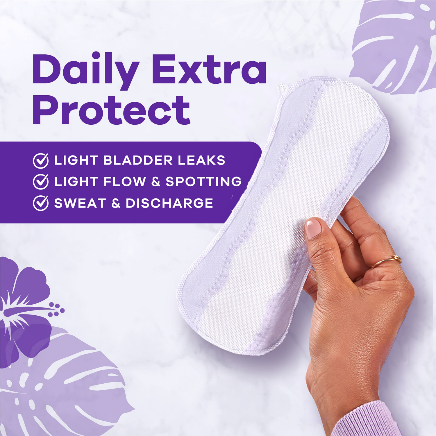 slide 2 of 5, Always Daily Extra Protect Liners, Long Length, Unscented Panty Liners, 48 Count, 48 ct