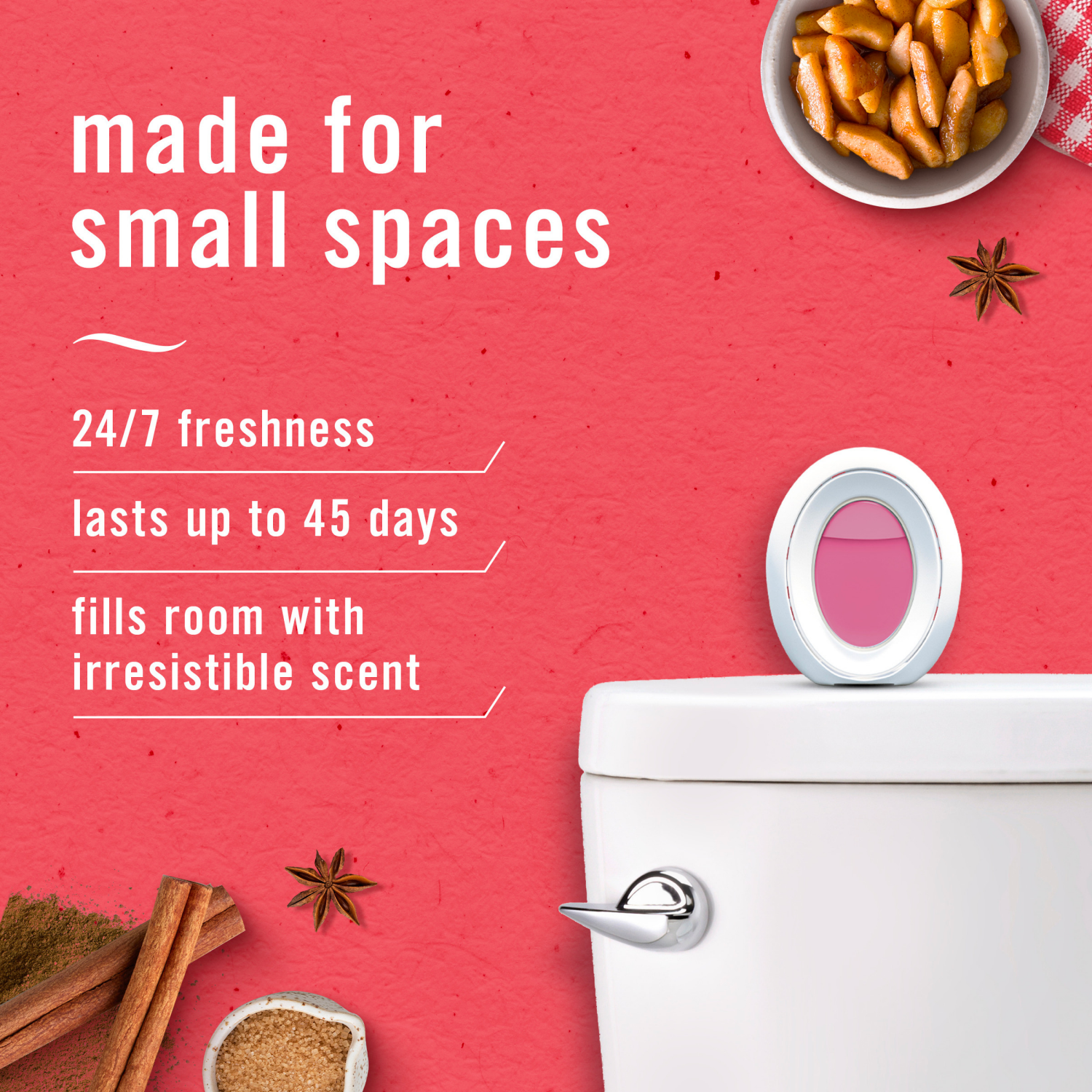 slide 6 of 8, Febreze Small Spaces Holiday Air Freshener Apple Cider Scent, .25 oz each, Pack of 2, 2 ct