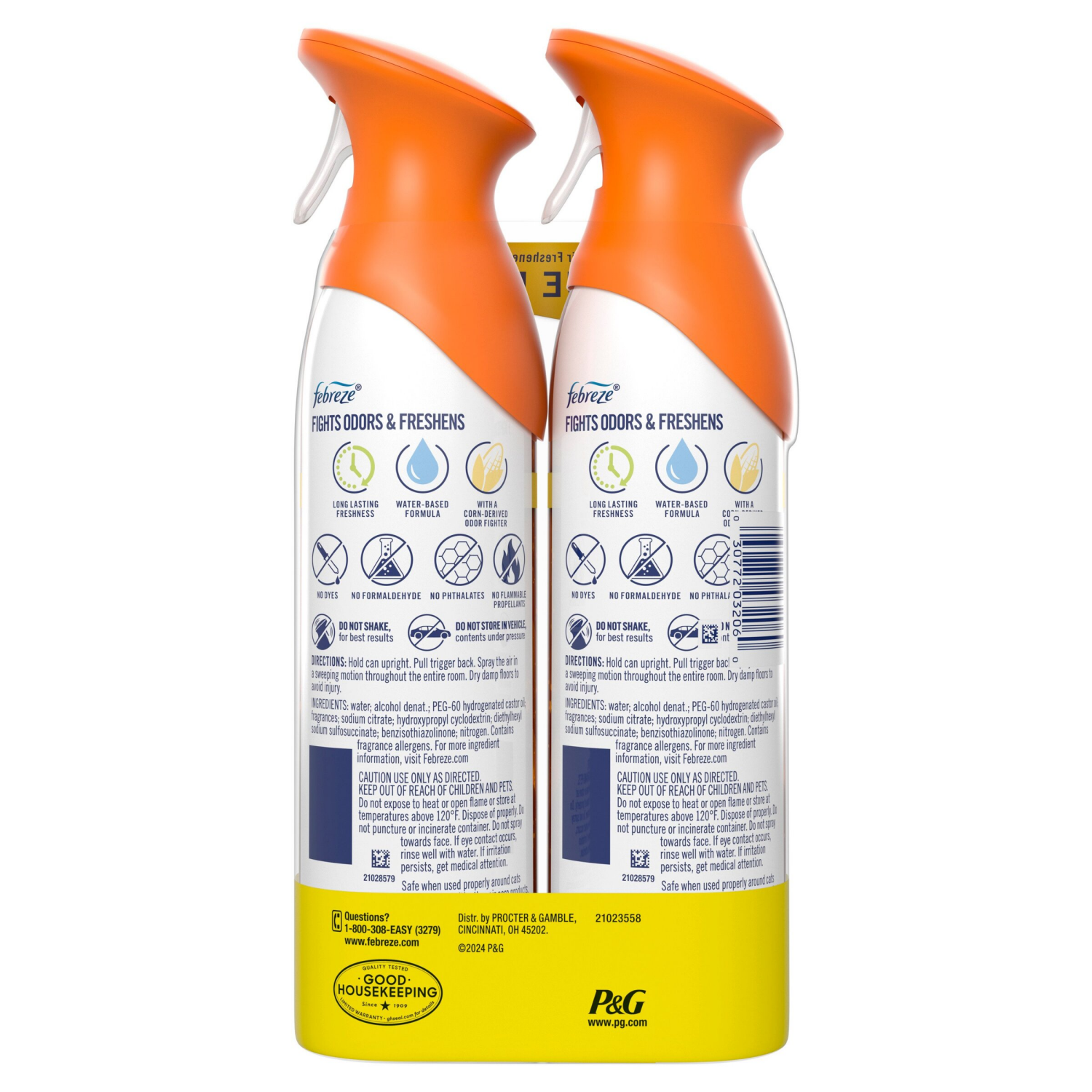 slide 2 of 8, Febreze Air Effects Odor-Eliminating Air Freshener Pumpkin Patch, 8.8 oz. Aerosol Can, Pack of 2, 2 ct