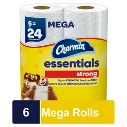 Charmin Essentials Strong Toilet Paper 6 Mega Rolls, 429 sheets per roll