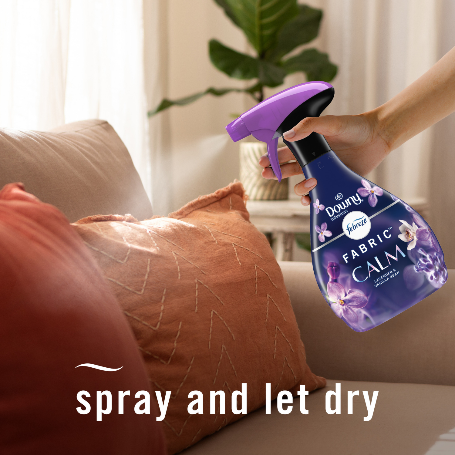 slide 5 of 8, Downy Febreze Fabric Spray Air Freshener, Odor-Fighting Fabric Refresher, Downy Calm Scent, 16.9 oz, 16.9 fl oz