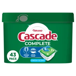 Cascade Complete Dishwasher Pods, Dishwasher Detergent, Dish Detergent Tabs Tablets, Fresh, 43 Count