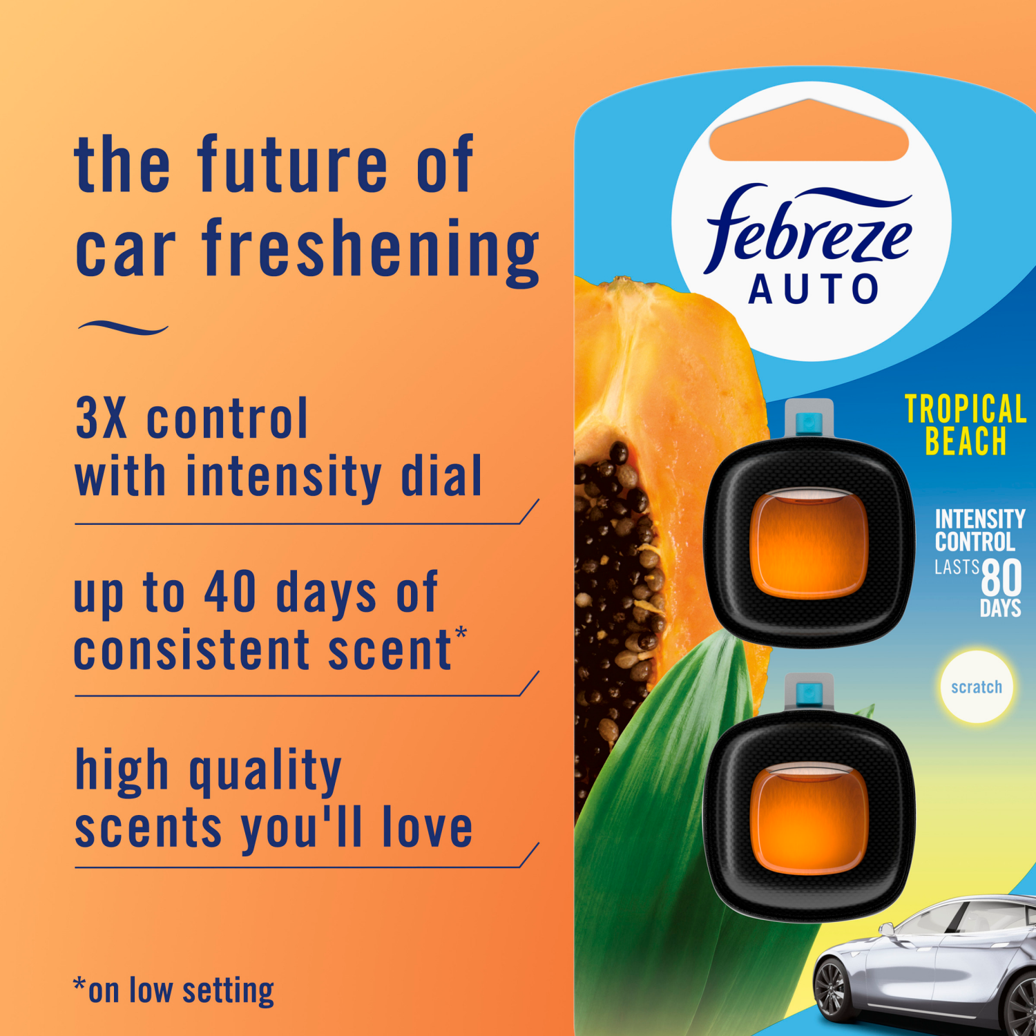 slide 3 of 8, Febreze Car Air Freshener Vent Clips, Tropical Beach Scent, 2 ct