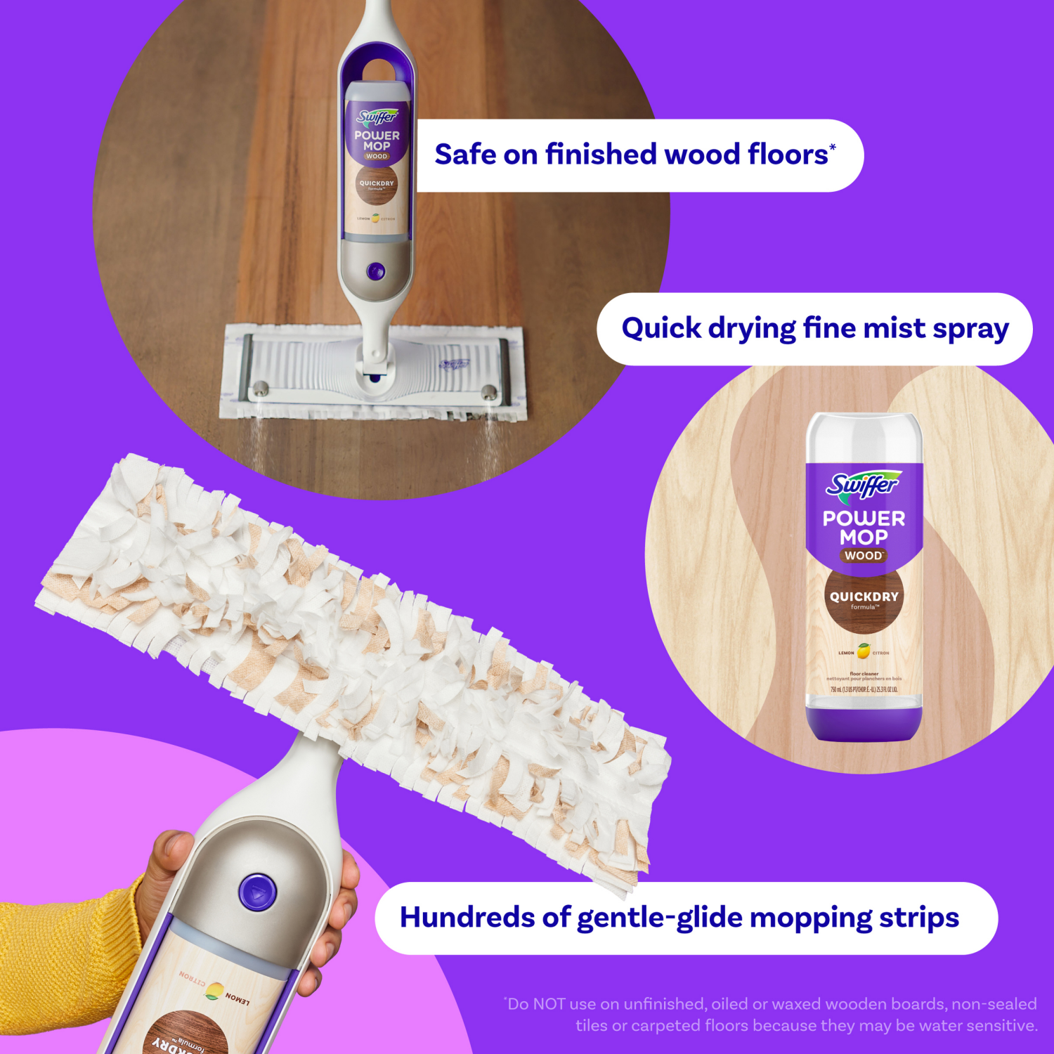 slide 4 of 5, Swiffer Power Mop Wood Mop Kit for Wood Floor Cleaning, 1 ct