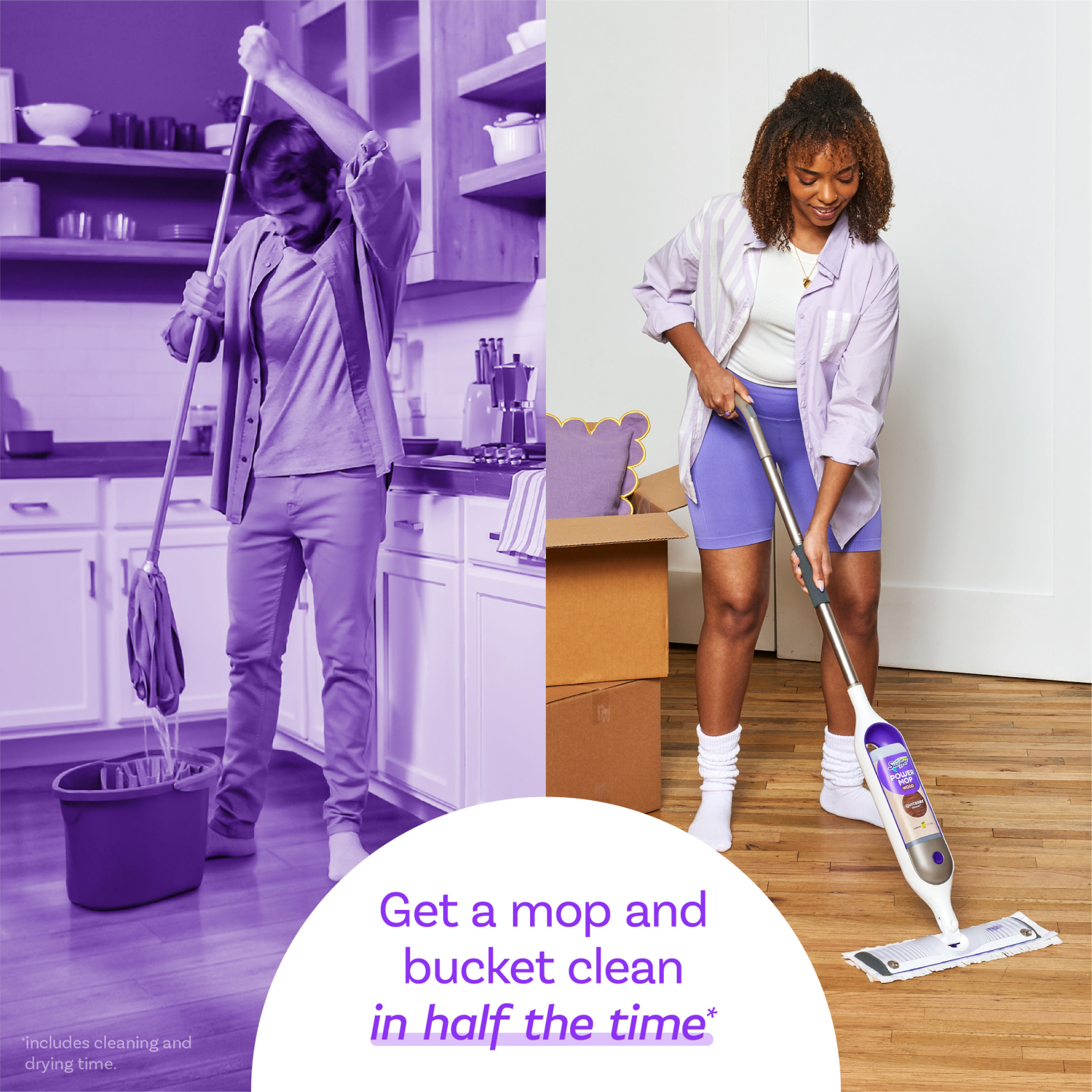 slide 5 of 5, Swiffer Power Mop Wood Mop Kit for Wood Floor Cleaning, 1 ct