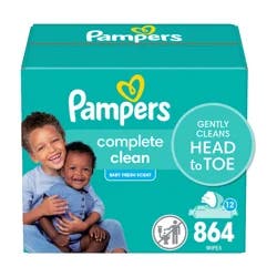 Pampers Complete Clean Baby Wipes - Fresh Scent 12X Pop-Top Packs 864 Count