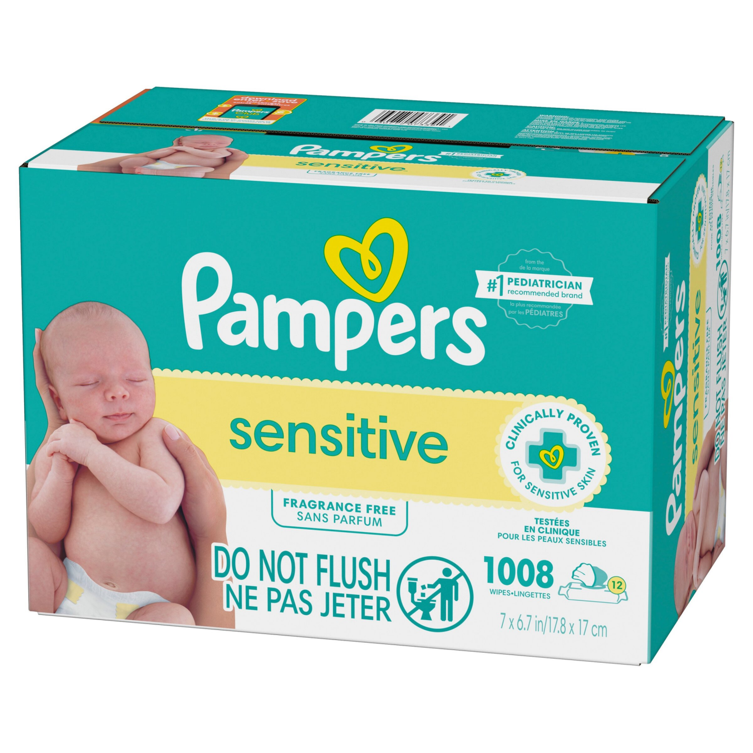 slide 4 of 8, Pampers Sensitive Fragrance Free Wipes 12 - 84 Wipes Packs, 12 ct