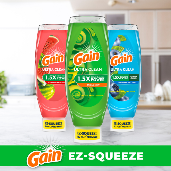 slide 14 of 25, Gain EZ-Squeeze Dishwashing Liquid Dish Soap, Original Scent, 24.3 fl oz
