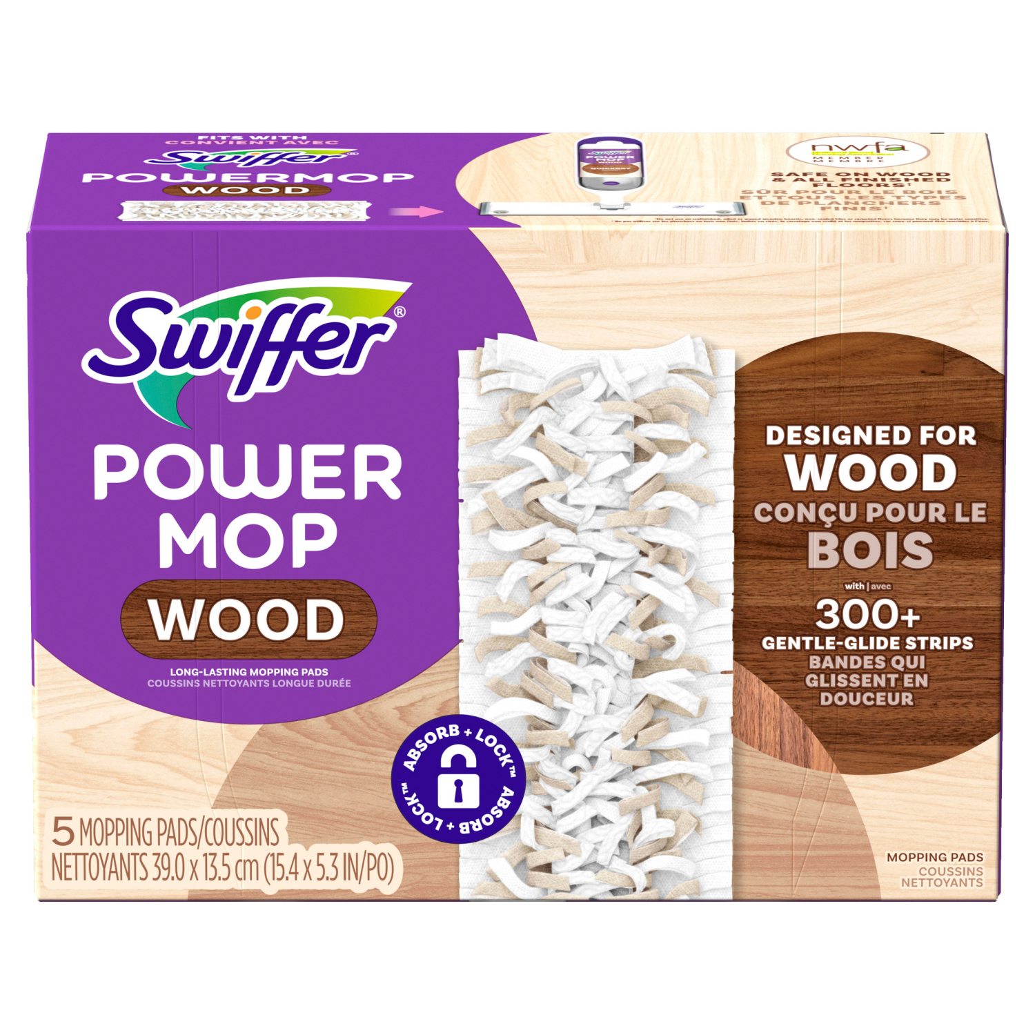 slide 3 of 8, Swiffer Powermop Wood Mopping Pads 5 ea, 5 ct