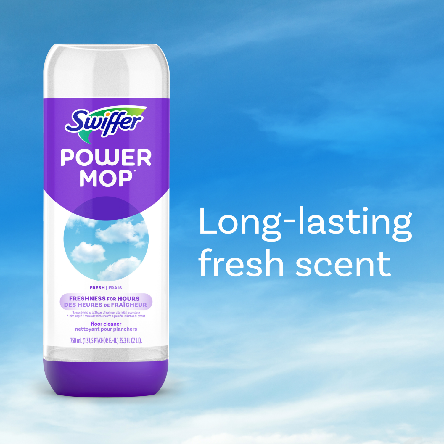 slide 5 of 8, Swiffer Power Mop Refill Solution, Tile, Vinyl, Laminate, Wood, Floor Cleaner, Fresh, 25.3oz, 1.3 pt