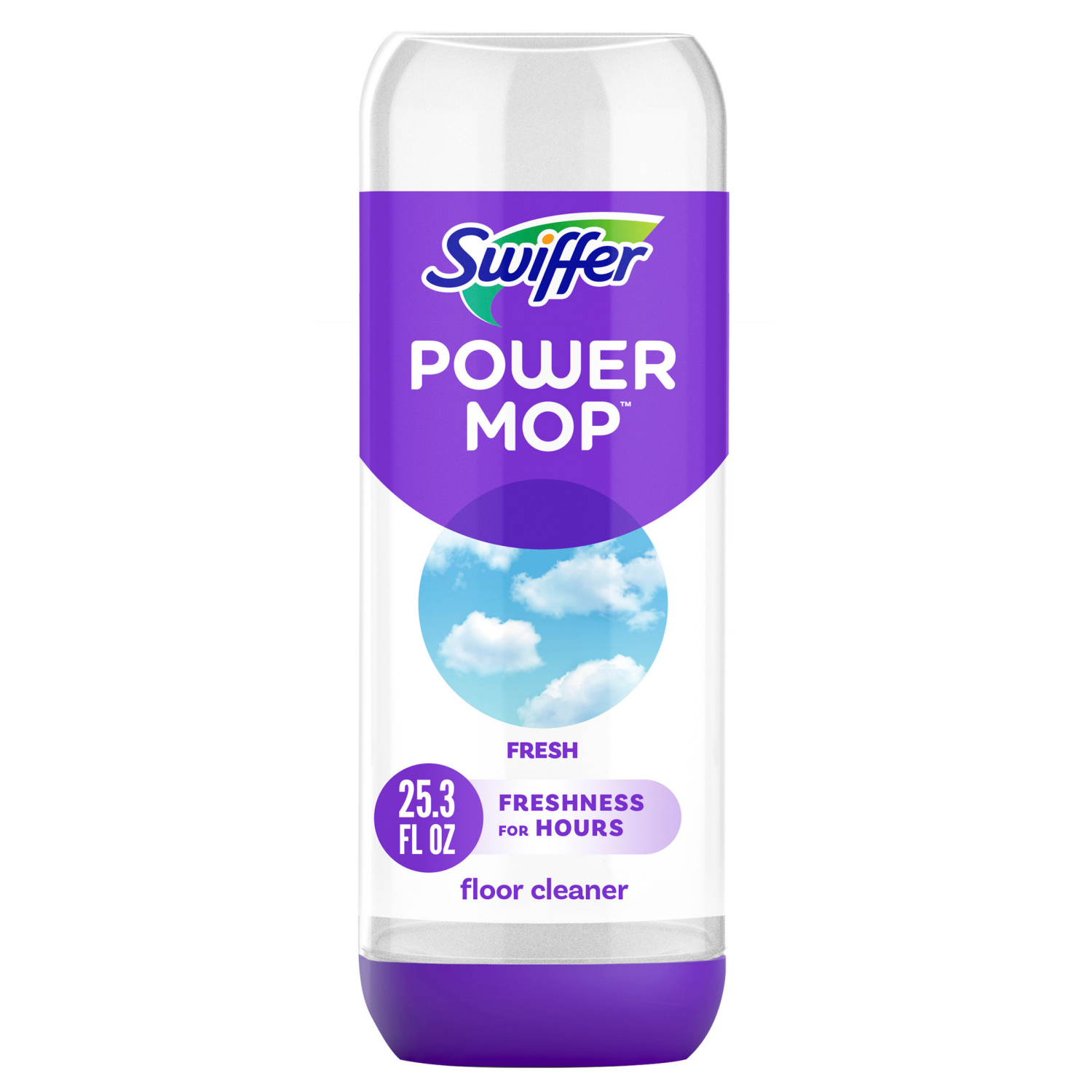 slide 1 of 8, Swiffer Power Mop Refill Solution, Tile, Vinyl, Laminate, Wood, Floor Cleaner, Fresh, 25.3oz, 1.3 pt