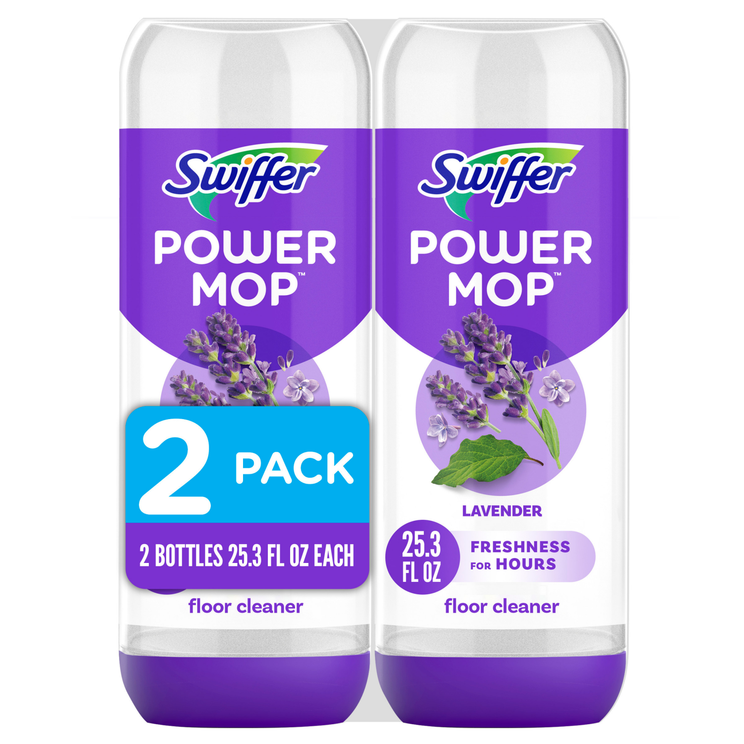 slide 1 of 8, Swiffer Power Mop Refill Solution, Tile, Vinyl, Laminate, Wood, Floor Cleaner, Lavender, 50.6oz, 2 ct