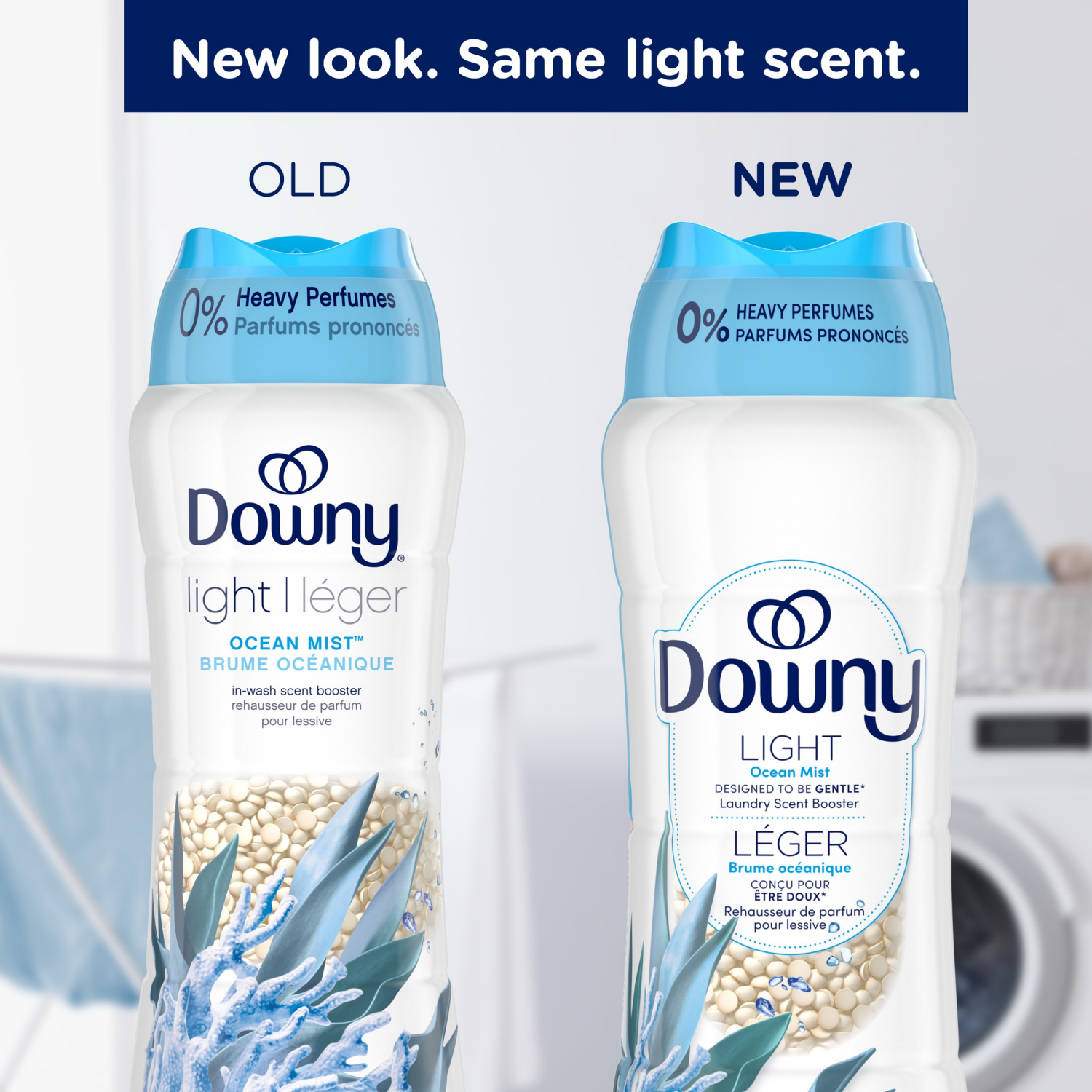 slide 4 of 5, Downy Light Ocean Mist In-Wash Scent Booster Beads, 18.2 oz
