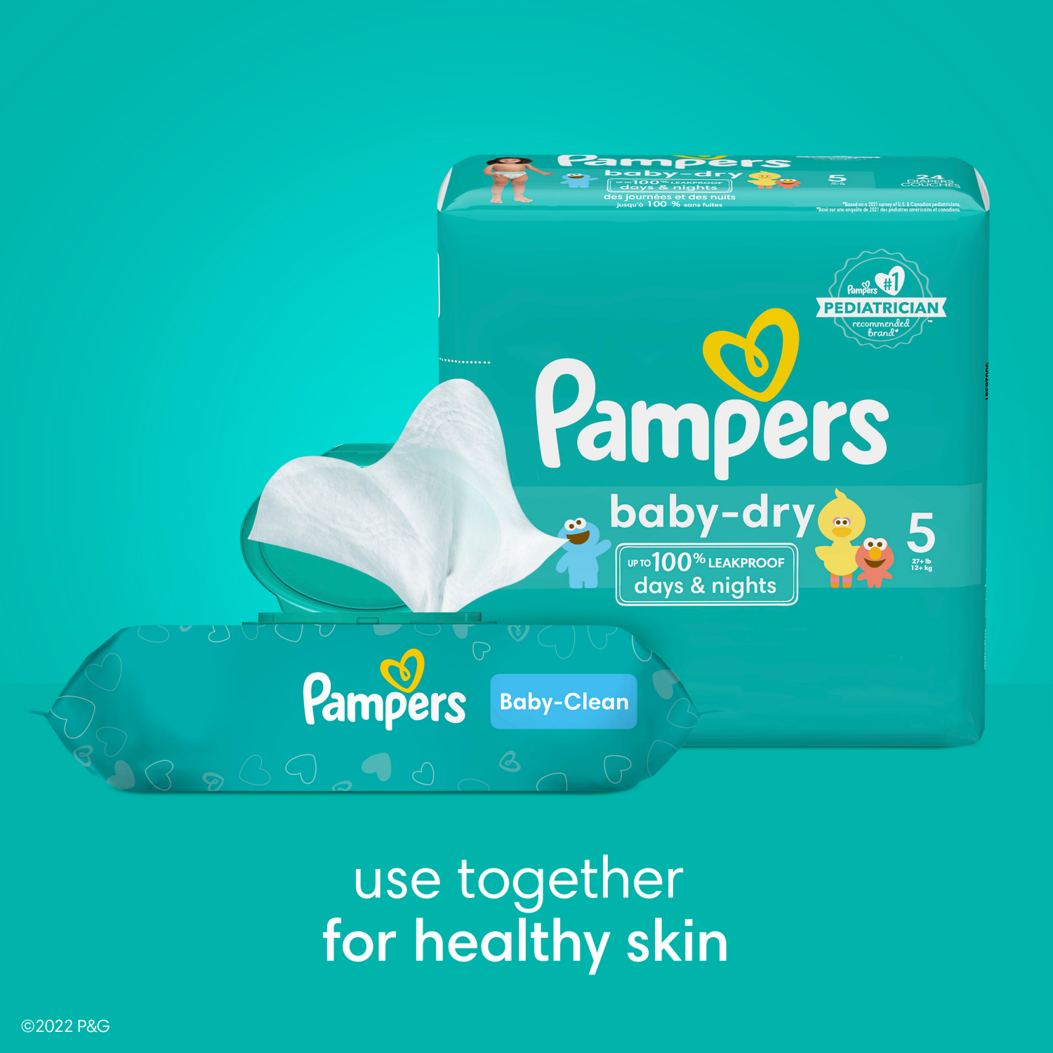slide 4 of 6, Pampers Baby Dry Diapers, Size 7 (41+ lbs), 54 Count, Absorbent Disposable Diapers, 54 ct