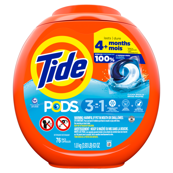slide 10 of 29, Tide Pods 3-in-1 Clean Breeze Detergent 76 ea, 76 ct
