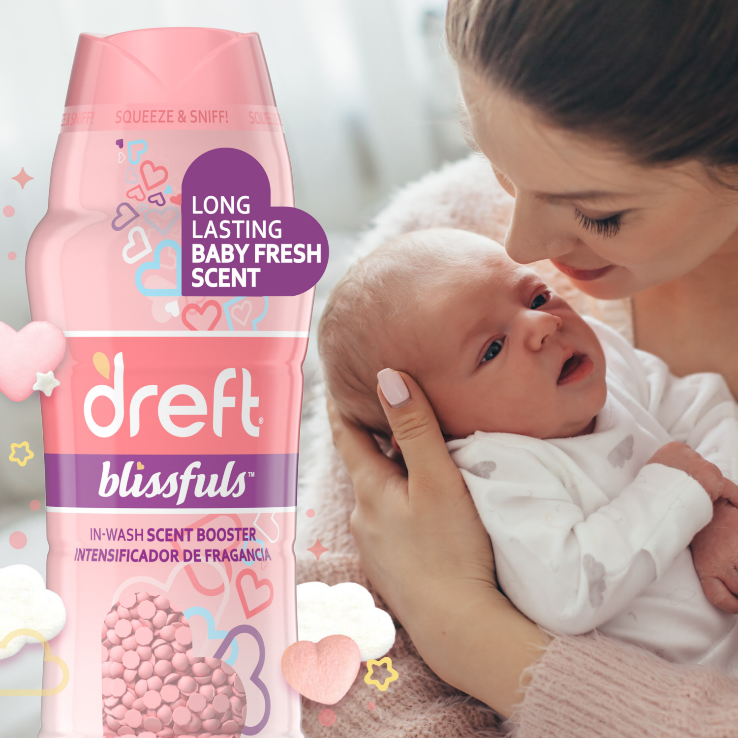 slide 6 of 8, Dreft Blissfuls In-Wash Scent Booster Beads, Baby Fresh Scent, 12.2 oz, 12.2 oz
