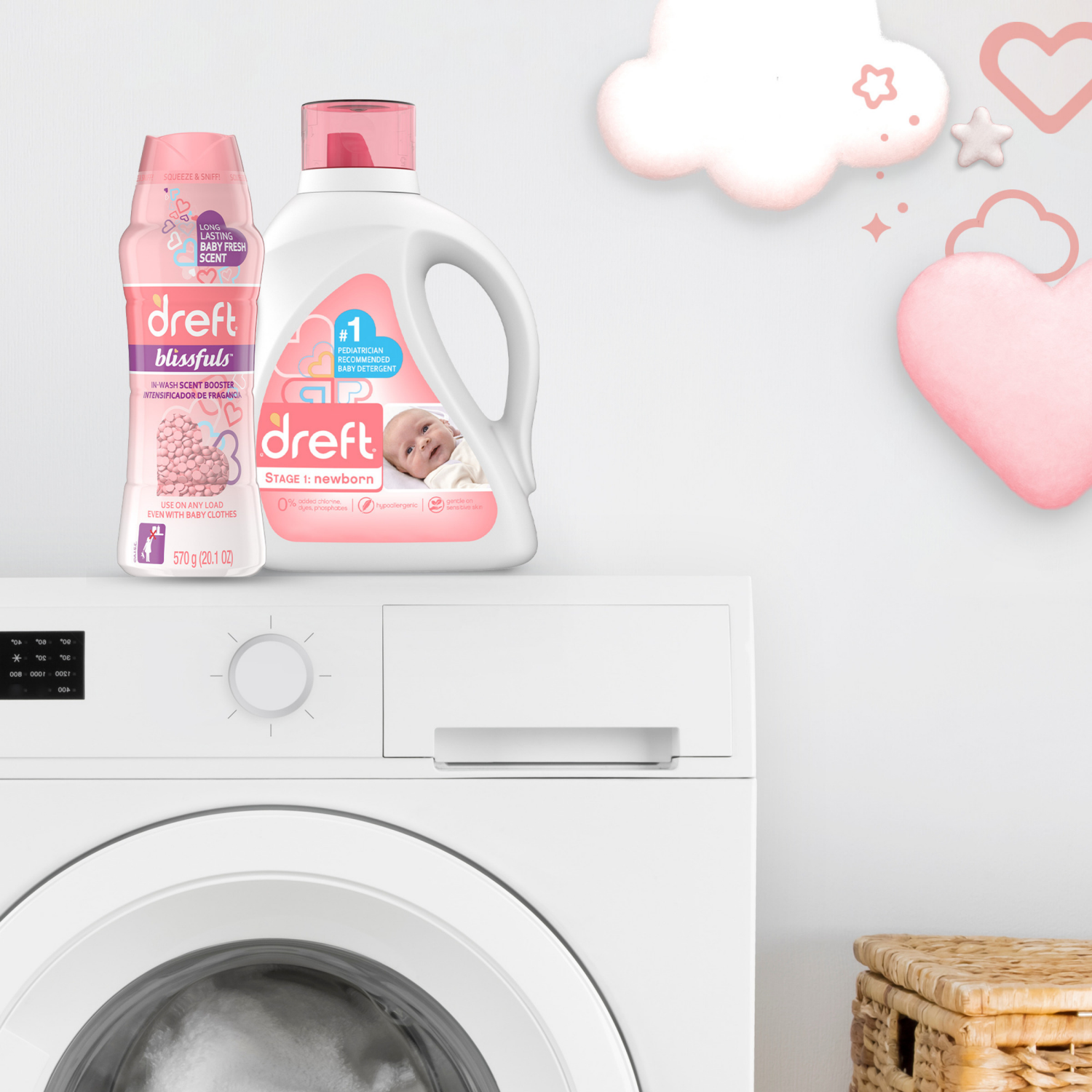 slide 8 of 8, Dreft Blissfuls In-Wash Scent Booster Beads, Baby Fresh Scent, 12.2 oz, 12.2 oz