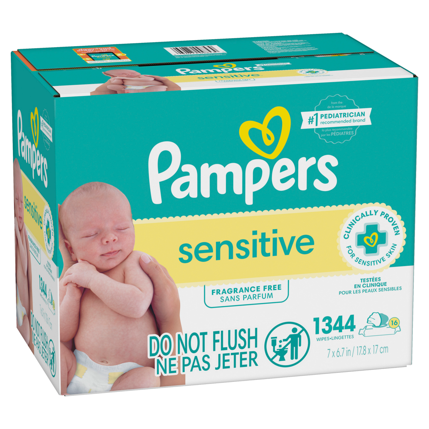 slide 3 of 8, Pampers Baby Wipes Sensitive Perfume Free 16X Pop-Top Packs 1344 Count, 1344 ct