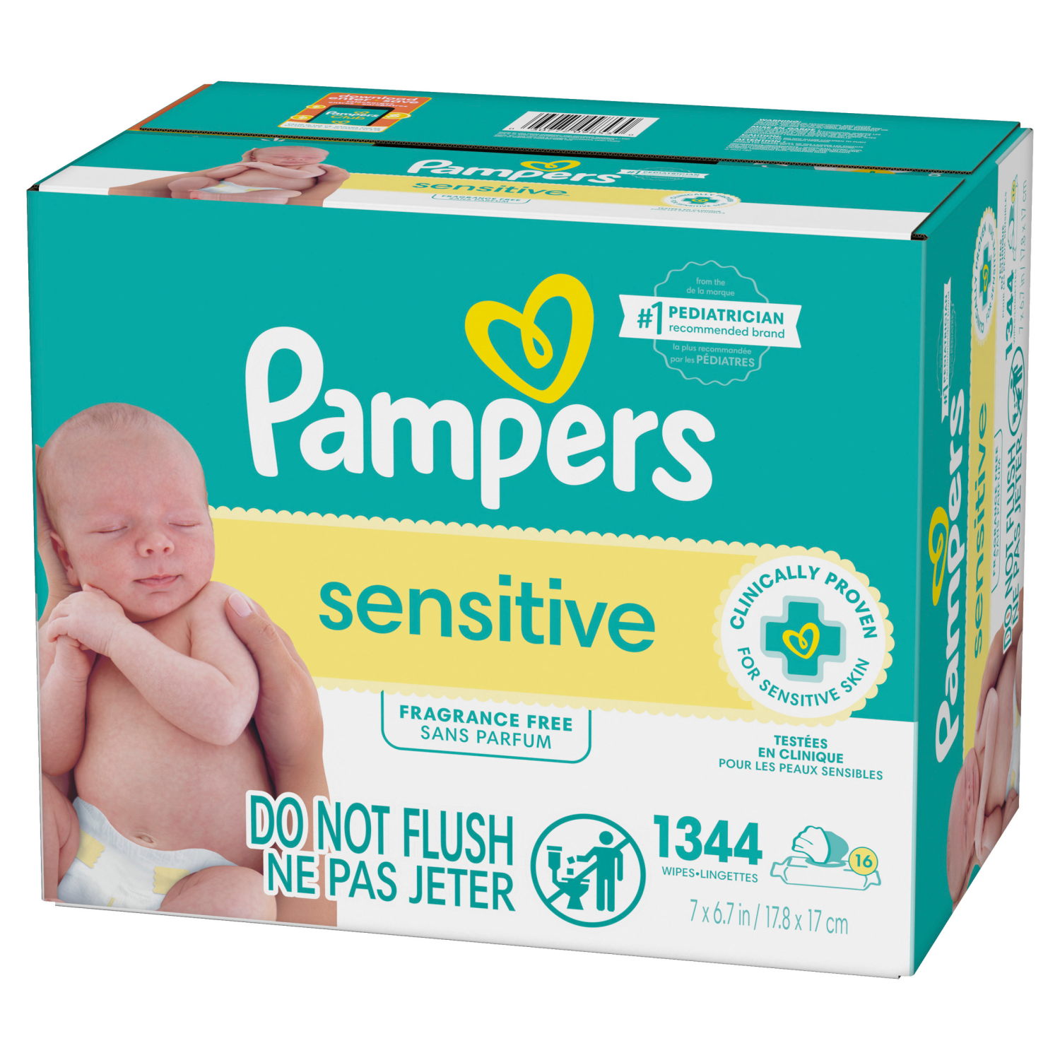 slide 5 of 8, Pampers Baby Wipes Sensitive Perfume Free 16X Pop-Top Packs 1344 Count, 1344 ct