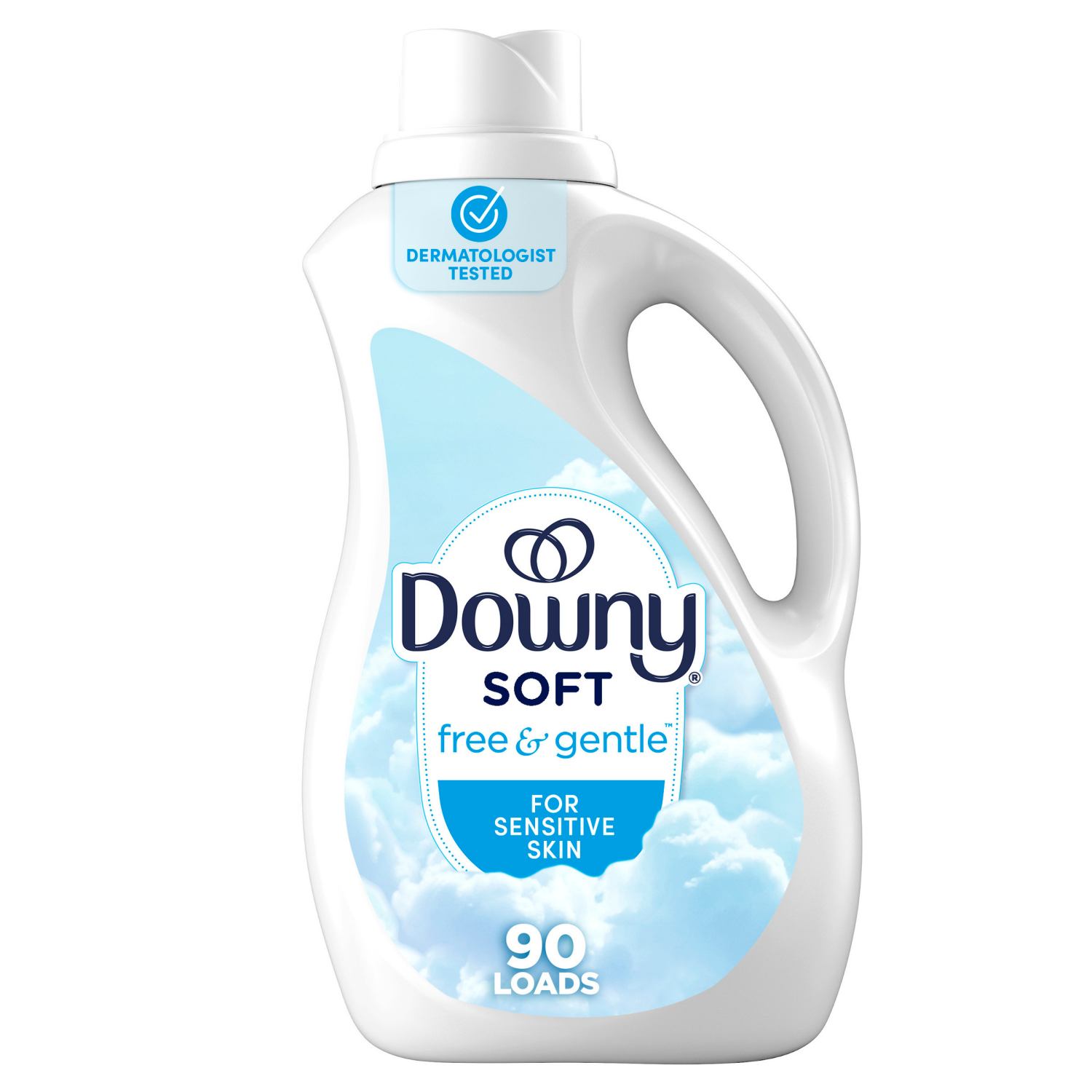 slide 1 of 5, Downy Free & Gentle Liquid Fabric Softener, 66 fl oz, 90 Loads, Hypoallergenic, Sensitive Skin Friendly Fabric Conditioner Liquid, 2.08 qt