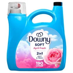 Downy Soft, 2 in 1 Soft and Fresh Liquid Fabric Softener, April Fresh, 140 fl oz, 190 Loads, Fabric Conditioner Liquid provides softness and freshness for fabrics
