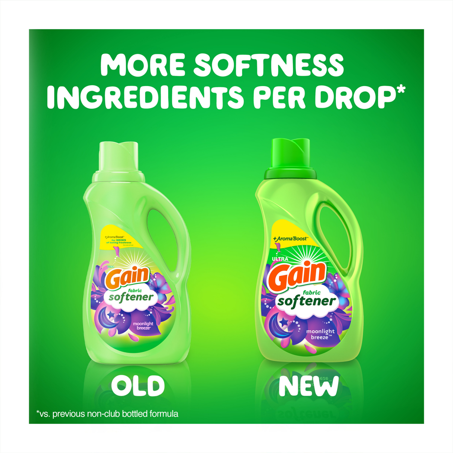 slide 3 of 5, Gain Liquid Fabric Softener, Moonlight Breeze Scent, 100 FL OZ, 136 Loads, Smooth Touch - softness you can feel, 3.15 qt