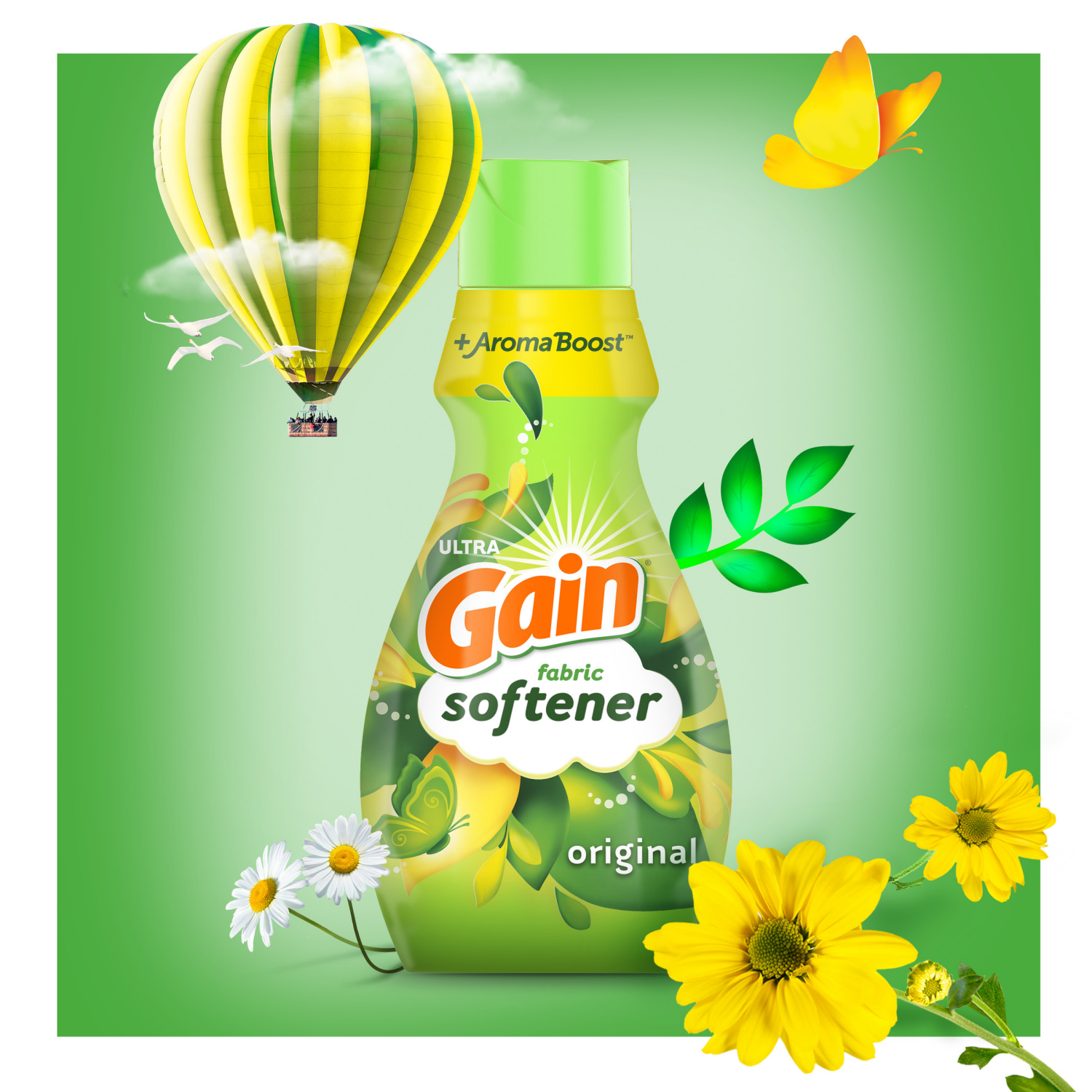 slide 5 of 5, Gain Liquid Fabric Softener, Original Scent, 100 FL OZ LIQ., 136 Loads, Smooth Touch - softness you can feel, 3.15 qt