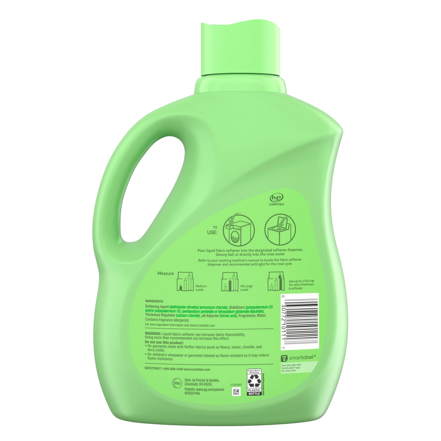 slide 3 of 8, Gain + Odor Defense Liquid Fabric Softener, Super Fresh Blast Scent, 100 Loads, HE Compatible, 100 fl oz