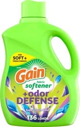 Gain + Odor Defense Liquid Fabric Softener, Super Fresh Blast Scent, 100 Loads, HE Compatible