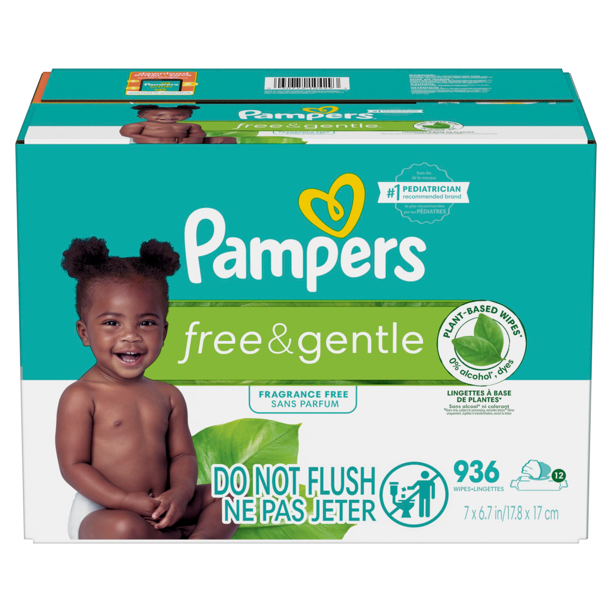 slide 29 of 29, Pampers Free & Gentle 100% Plant-Based Fragrance Free Baby Wipes, 12 ct, 936 ct