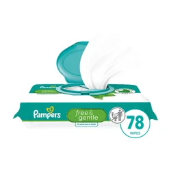 Pampers Free & Gentle 100% Plant-Based Fragrance Free Baby Wipes
