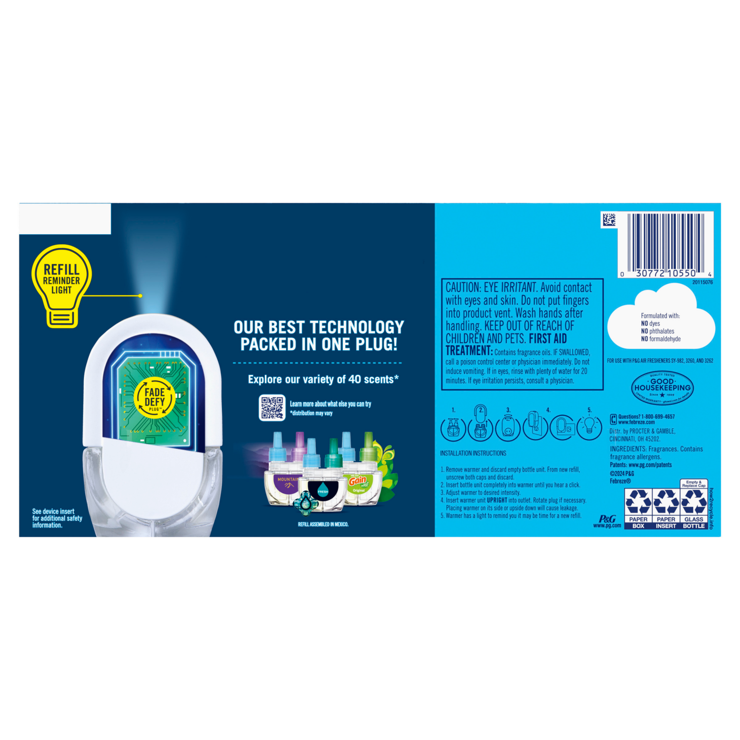 slide 3 of 8, Febreze Plug In Air Freshener, Odor-Fighting Scented Oil Refill, Air Fresheners for Home and Bathroom and Kitchen, Long Lasting for Strong Odors, Ocean Scent, 0.87 oz Refills, 4 Count, 0.87 oz, 4 ct
