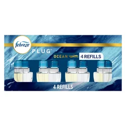 Febreze Plug In Air Freshener, Odor-Fighting Scented Oil Refill, Air Fresheners for Home and Bathroom and Kitchen, Long Lasting for Strong Odors, Ocean Scent, 0.87 oz Refills, 4 Count