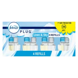 Febreze Plug Quadruple Air Freshener Refills Linen & Sky - 3.48 fl oz/4pk