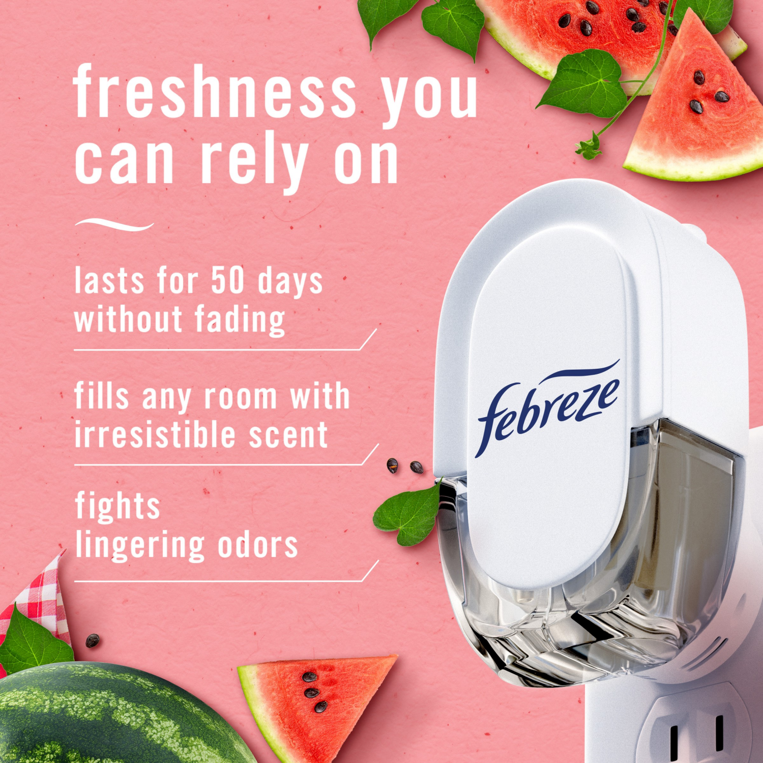 slide 6 of 8, Febreze Plug Dual Refill Air Freshener Sweet Watermelon Vine - 2ct, 2 ct