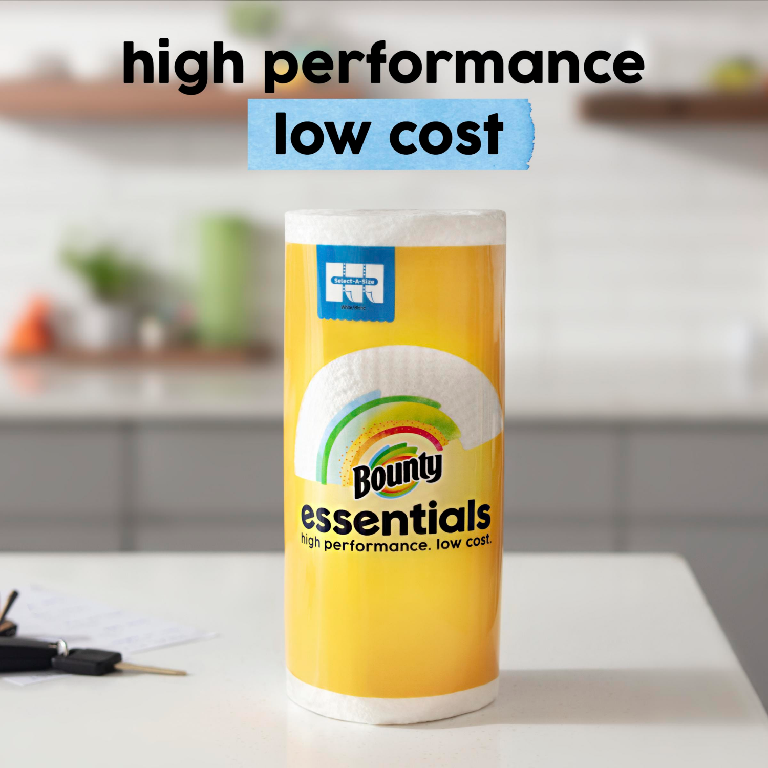 slide 3 of 5, Bounty Essentials Select-A-Size Paper Towels, 6 Triple Rolls, White, 162 Sheets Per Roll, 6 ct