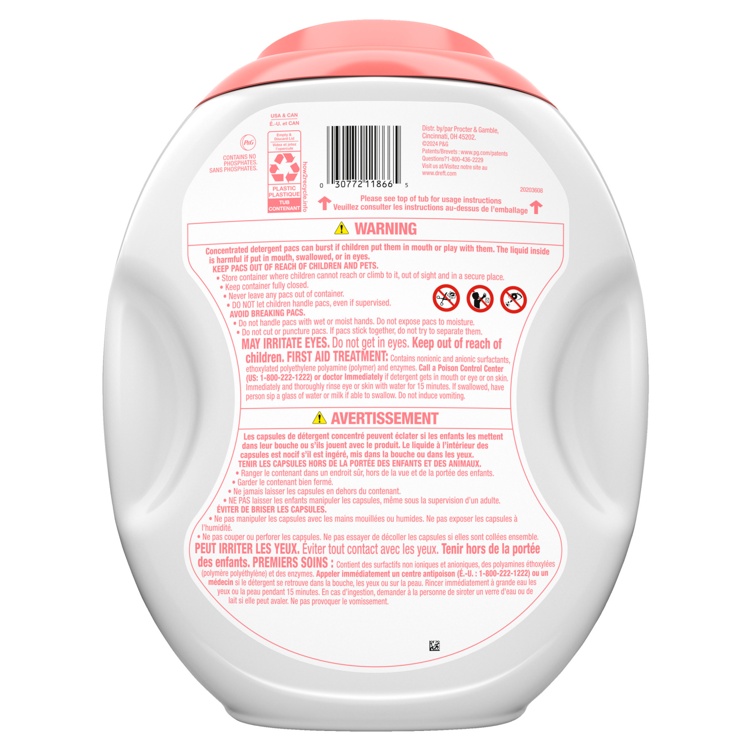 slide 3 of 8, Dreft Laundry Detergent Pacs, Lightly Scented, Lavender, For Baby and Family, XL Pacs, 45 ct