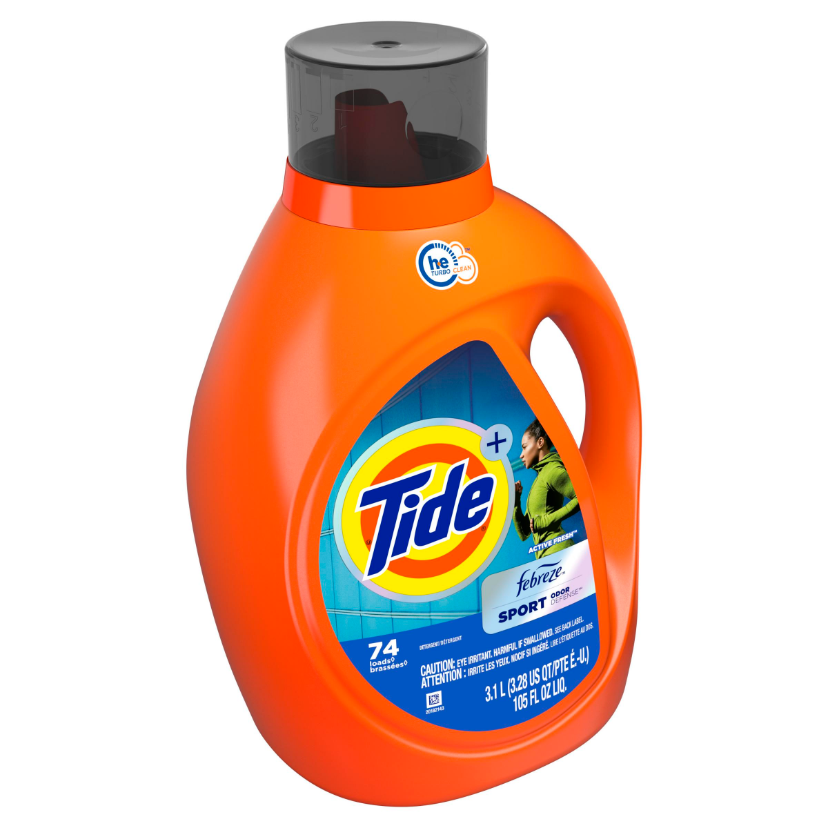 slide 3 of 3, Tide Plus Febreze Sport Odor Defense HE Turbo Clean Liquid Laundry Detergent, 105 fl oz, 74 loads, 105 fl oz