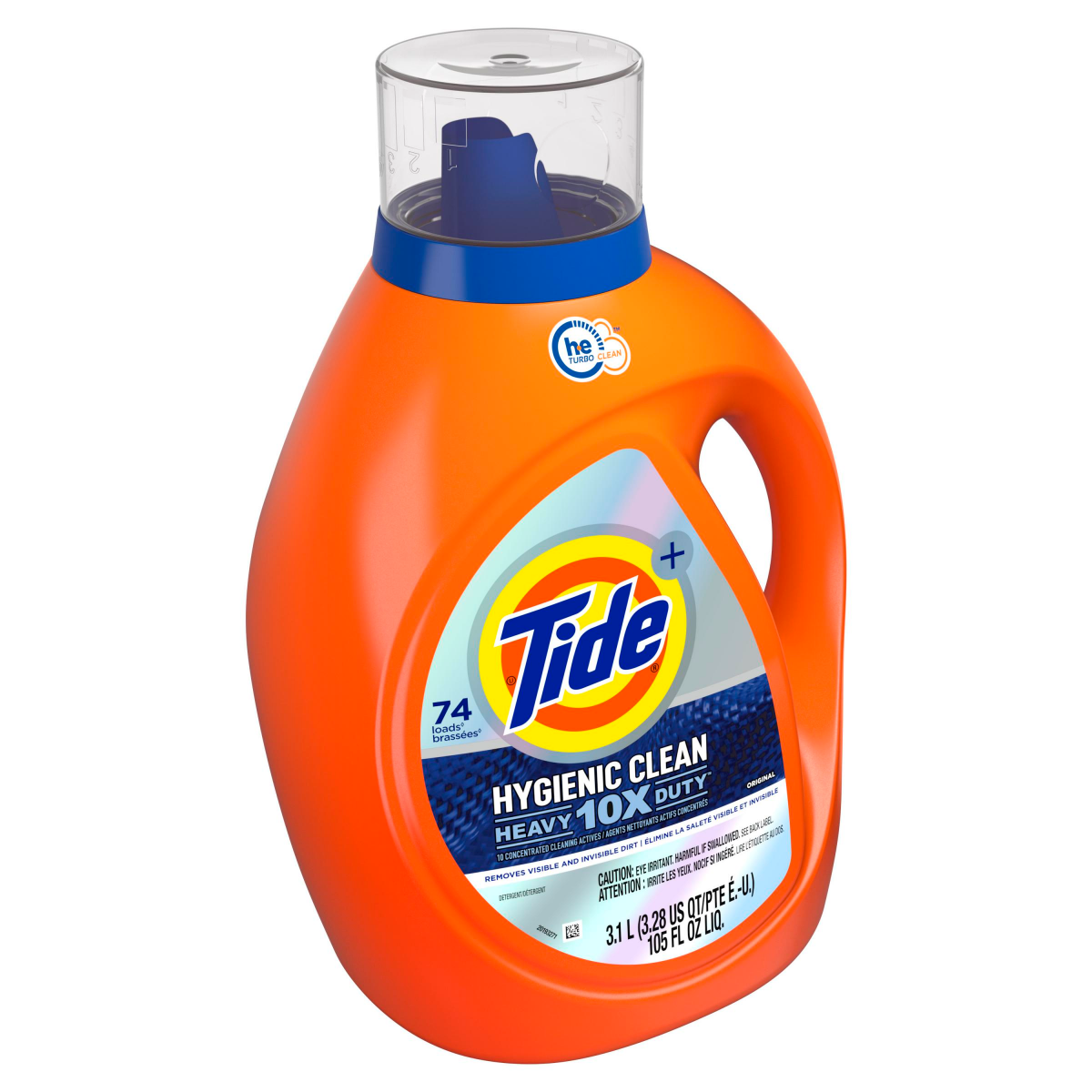 slide 2 of 6, Tide Hygienic Clean Heavy 10x Duty Liquid Laundry Detergent, Original Scent, 74 loads, HE Compatible, 105 fl oz