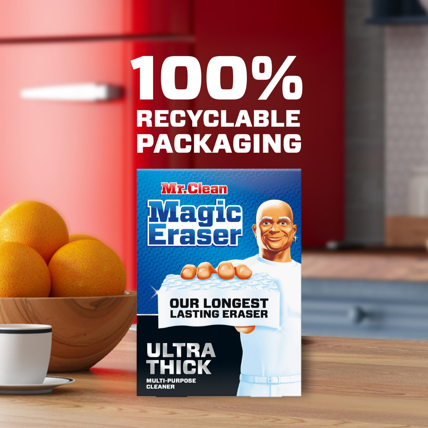 slide 4 of 4, Mr. Clean Magic Eraser Ultra Thick Multi Purpose Cleaner, Magic Eraser Sponge Multi Surface Cleaner, 5ct, 5 ct