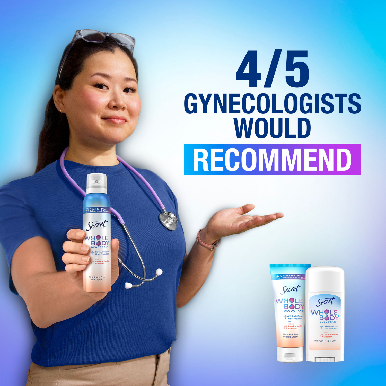 slide 4 of 5, Secret Whole Body Stick Aluminum Free Deodorant for Women with notes of Peach & Vanilla 2.4oz, 2.4 oz