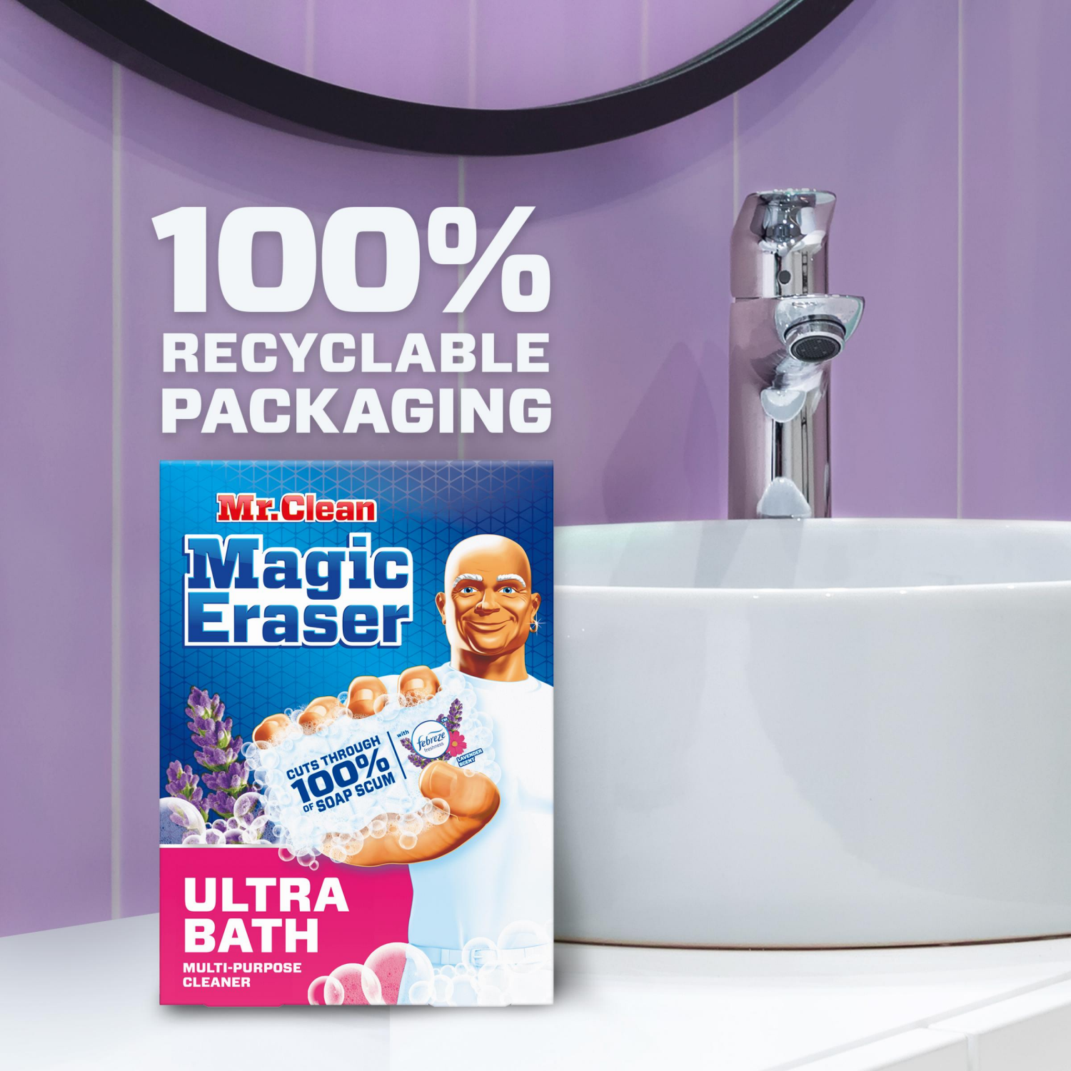 slide 4 of 4, Mr. Clean Magic Eraser Ultra Bath Multi Purpose Cleaner for Bathroom, Soap Scum Remover for Shower, 5ct, 5 ct