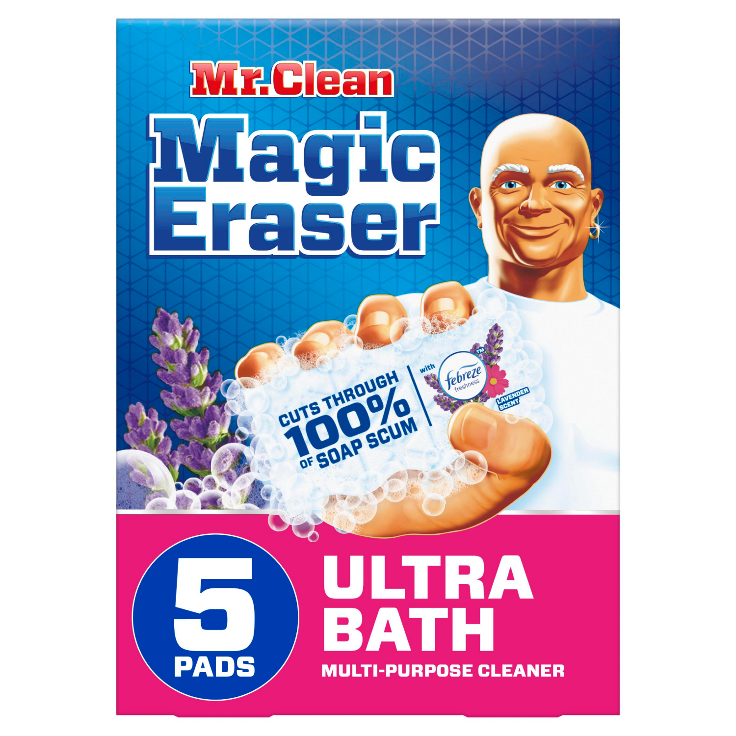 slide 1 of 4, Mr. Clean Magic Eraser Ultra Bath Multi Purpose Cleaner for Bathroom, Soap Scum Remover for Shower, 5ct, 5 ct