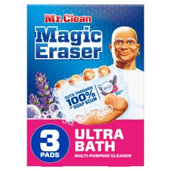 Mr. Clean Magic Eraser Sponge, Bathroom Cleaner, Soap Scum Shower & Tub Cleaner, Ultra Bath, 3ct