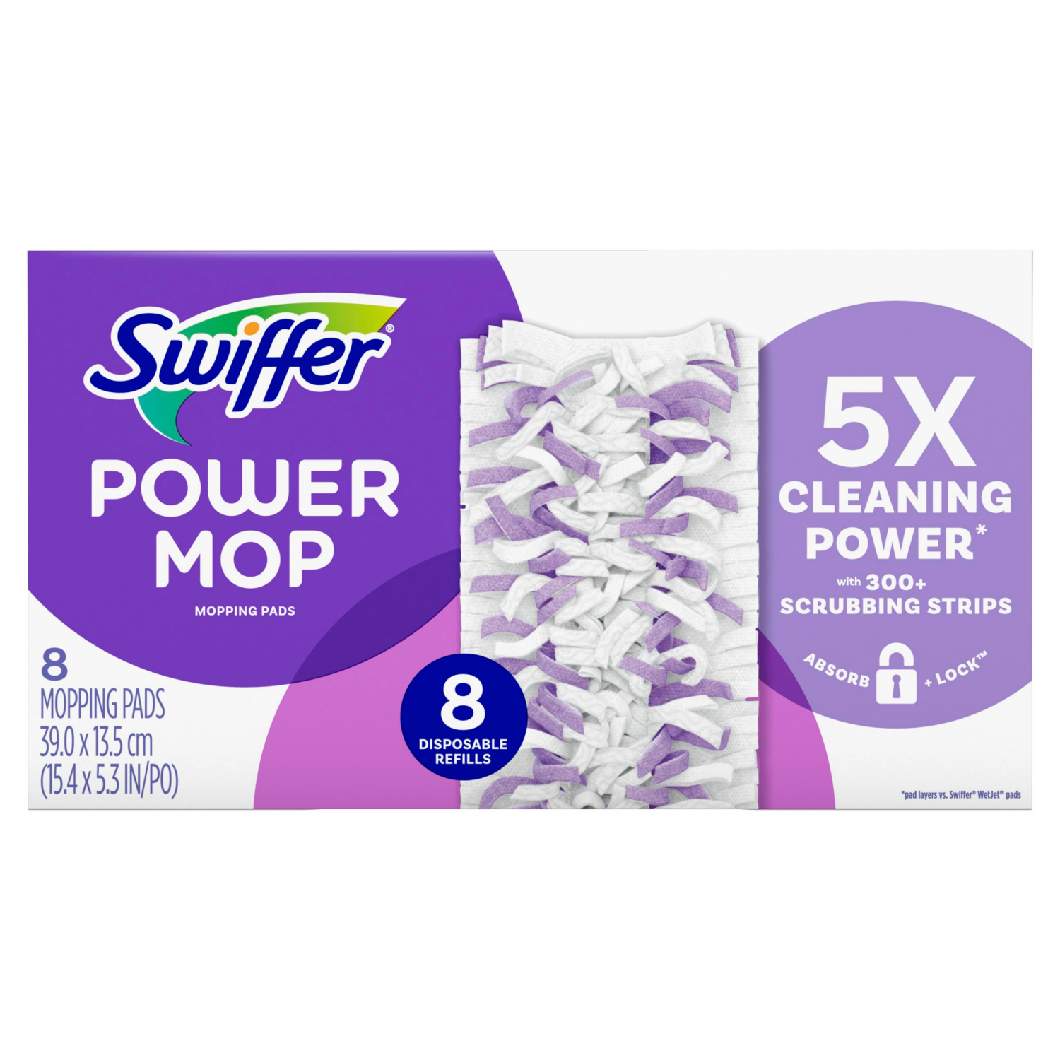 slide 3 of 8, Swiffer PowerMop Multi-Surface Mopping Pad Refills for Floor Cleaning, 8 ct